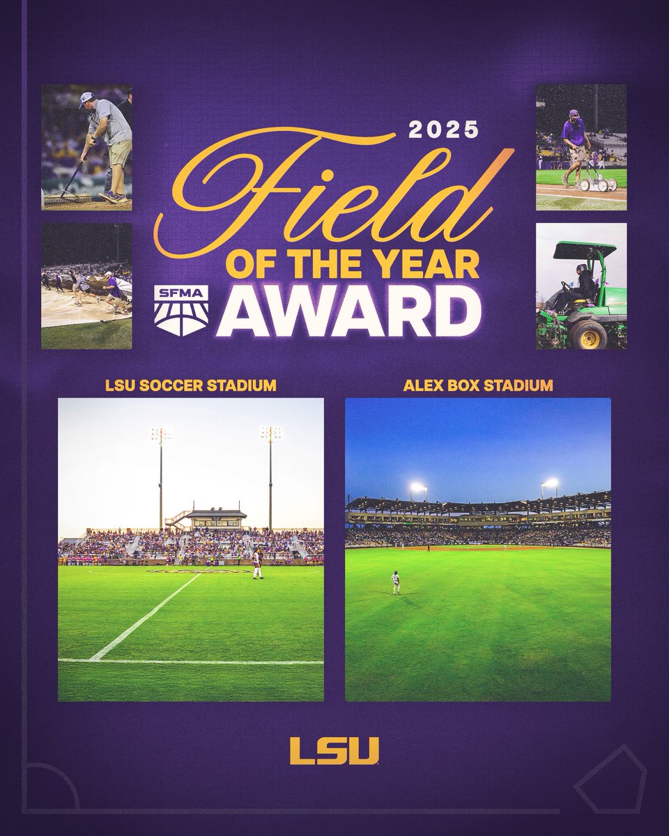 LSUsports's tweet image. The grass is always greener at LSU (literally) 🌱

Huge shoutout to all the hard-working individuals that helped us bring home not 1 but 2 Field of the Year Awards!