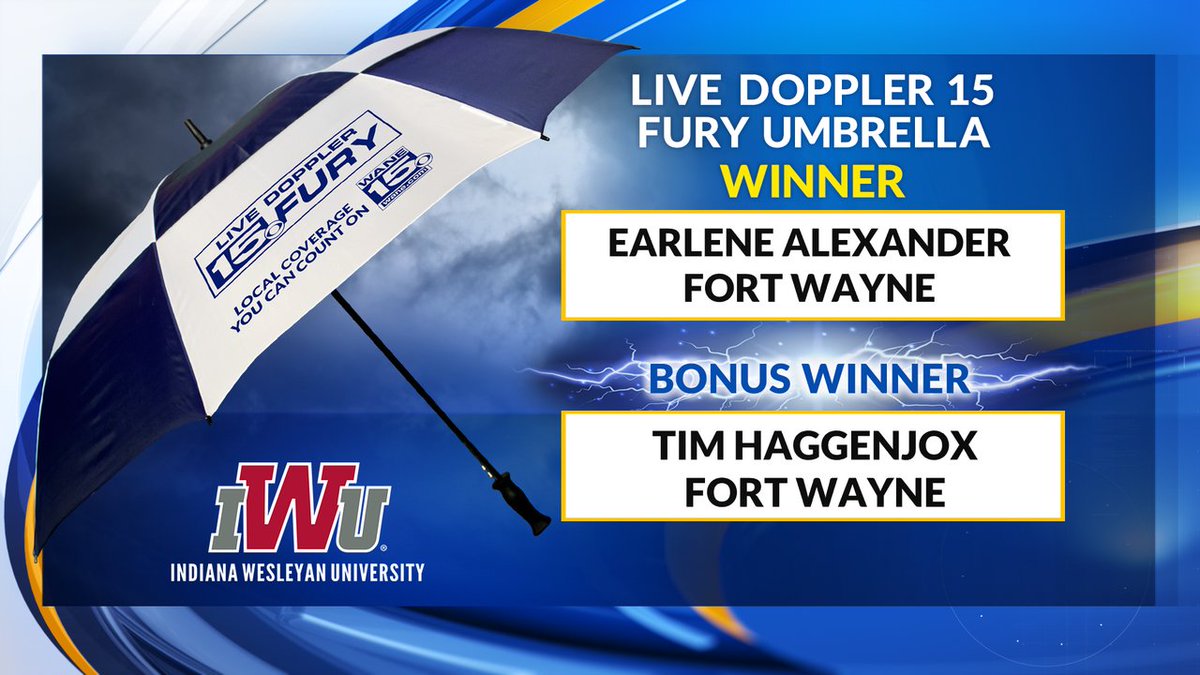 It's a lucky day for 2 Fort Wayne Weather Watchers! Earlene and Tim win this week's WANE Umbrellas! Congrats! Enter at wane.com/contests
