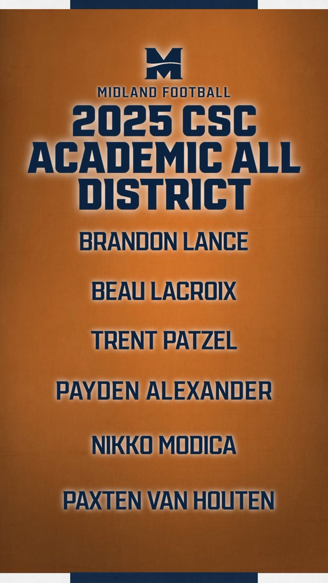 MidlandU_FB's tweet image. Congratulations to the following Warriors on making Academic All District by the CSC ‼️

#SUMMIT