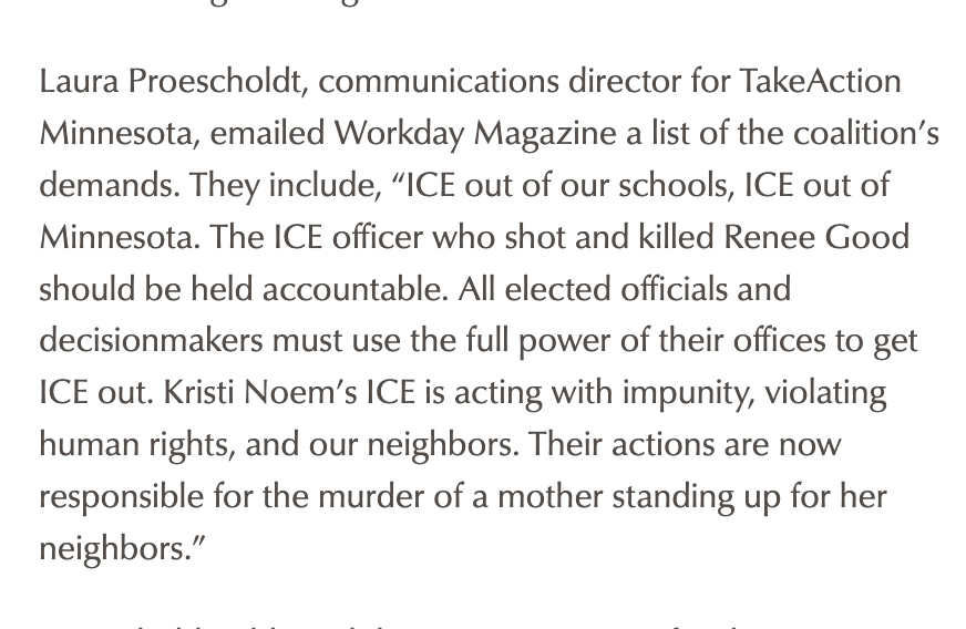 Yesterday, federal agents abducted an educator trying to protect safe dismissal at Roosevelt High School. (That person has been released.) Here is what a coalition of unions and community groups, including Minneapolis Federation of Educators, is demanding. workdaymagazine.org/teachers-and-g…