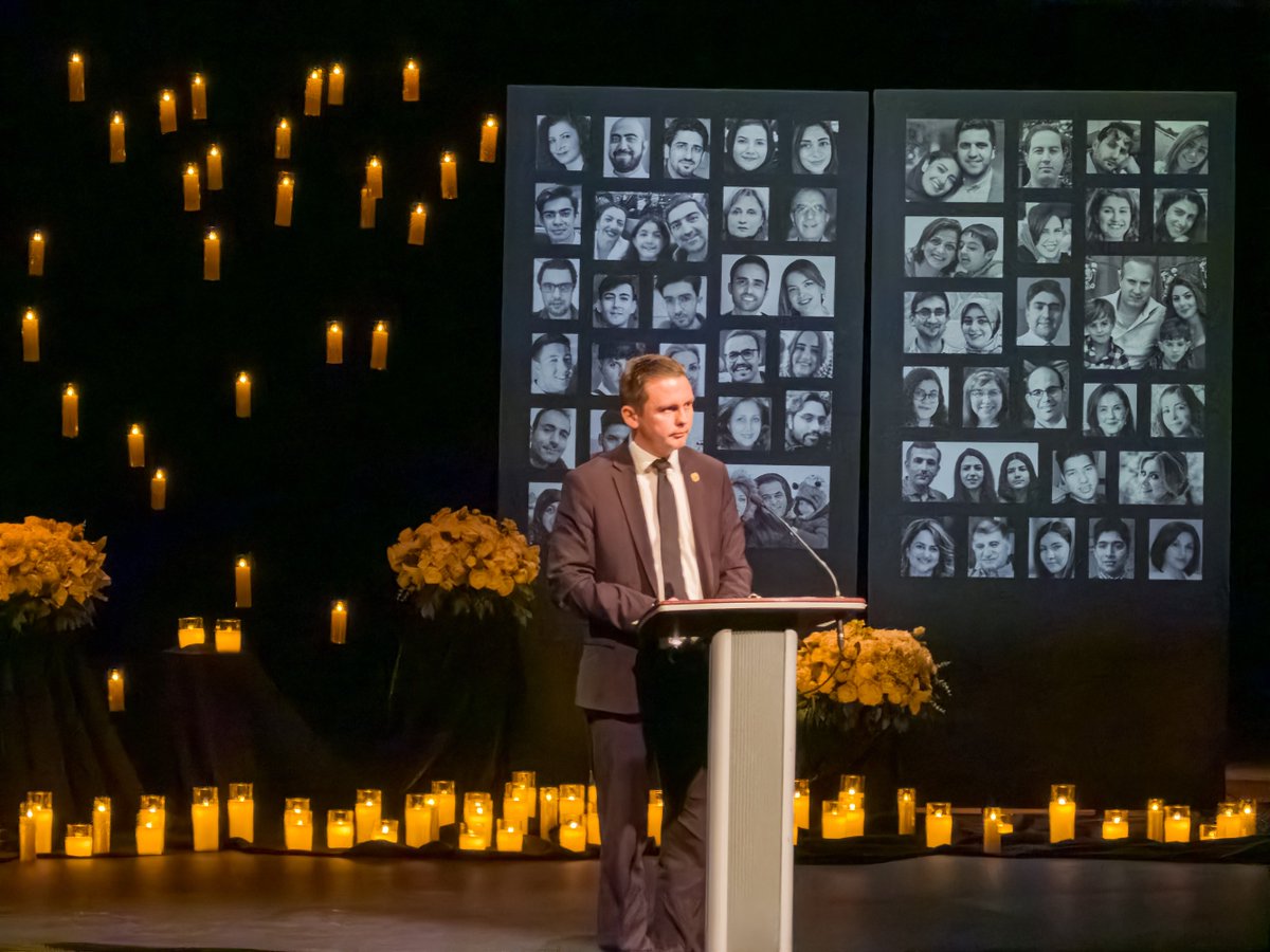MichaelParsa's tweet photo. Six years ago, the Regime in Iran took the lives of 176 innocent people aboard Flight #PS752 in a despicable act of terrorism. 55 Canadian citizens, 30 permanent residents and many others with close ties to Canada were murdered to spread fear.

As we see the people of Iran currently rising up against this tyrannical Regime, we share renewed hope that the day when justice will prevail is closer than ever.

My deepest gratitude to the organizers and volunteers of today's tribute for their tireless efforts to honour the victims and support the families.

#IWillLightACandleToo
