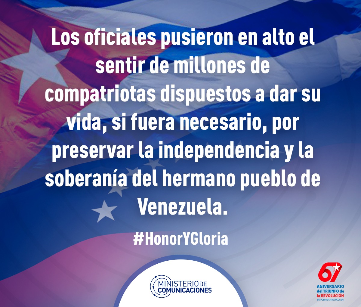 Nuestros héroes cayeron combatiendo al agresor imperial, en dura batalla. Y su entrega es el más reciente ejemplo de la convicción de los cubanos: por defender la Patria y la Revolución daremos todo, hasta la vida. #HonorYGloria