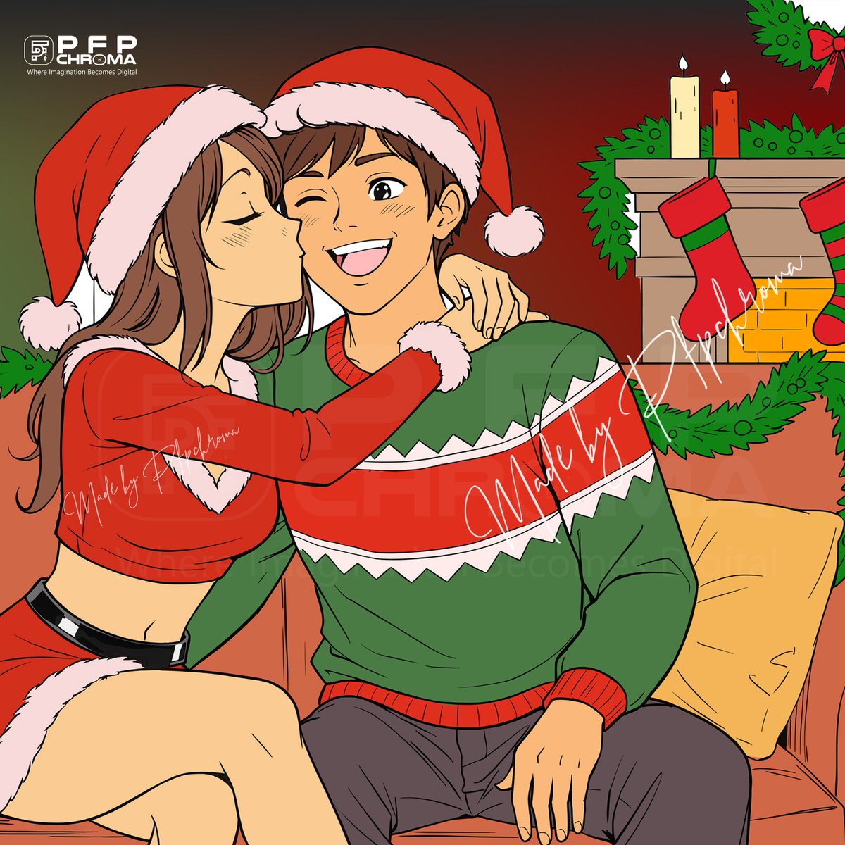ChromaPfp_'s tweet photo. Where your memories live forever in art.

Santa may bring gifts 🎅🎁
But love brings the real magic 
Celebrate Christmas with smiles, kisses, and cozy vibes 

#ChristmasLove
#CoupleArt
#FestiveVibes
#HolidayRomance
#ChristmasMood
#LoveAndJoy
#DigitalArt
#AnimeStyle
#CoupleIllustration
#ChristmasArt