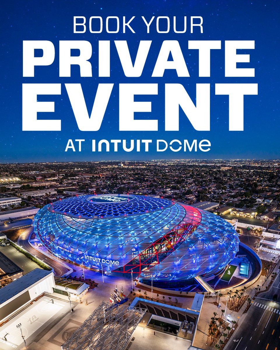 IntuitDome's tweet image. Host your next private event at Intuit Dome! ✨

A modern venue designed for premium experiences; from corporate gatherings to large-scale celebrations. Intuit Dome offers adaptable spaces, state-of-the-art amenities, and an elevated environment built to scale with your event.…