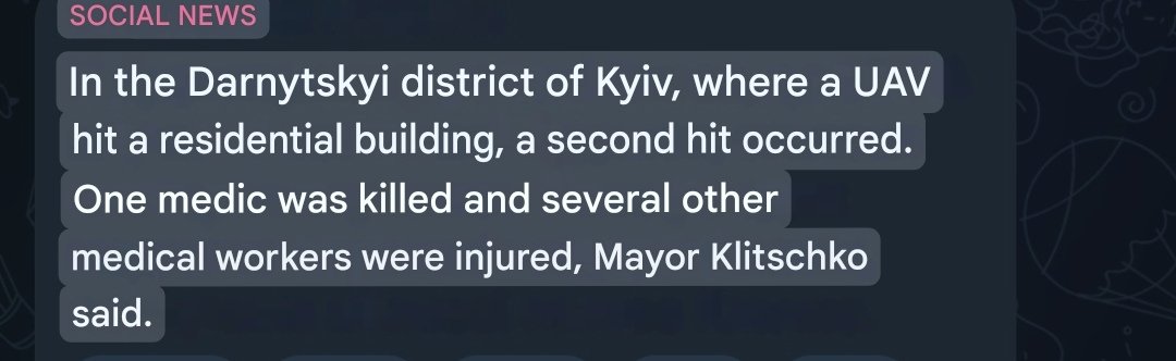 russians are using double tap strikes right now in Kyiv. Attacking the first responders after the strike on the civilian block.