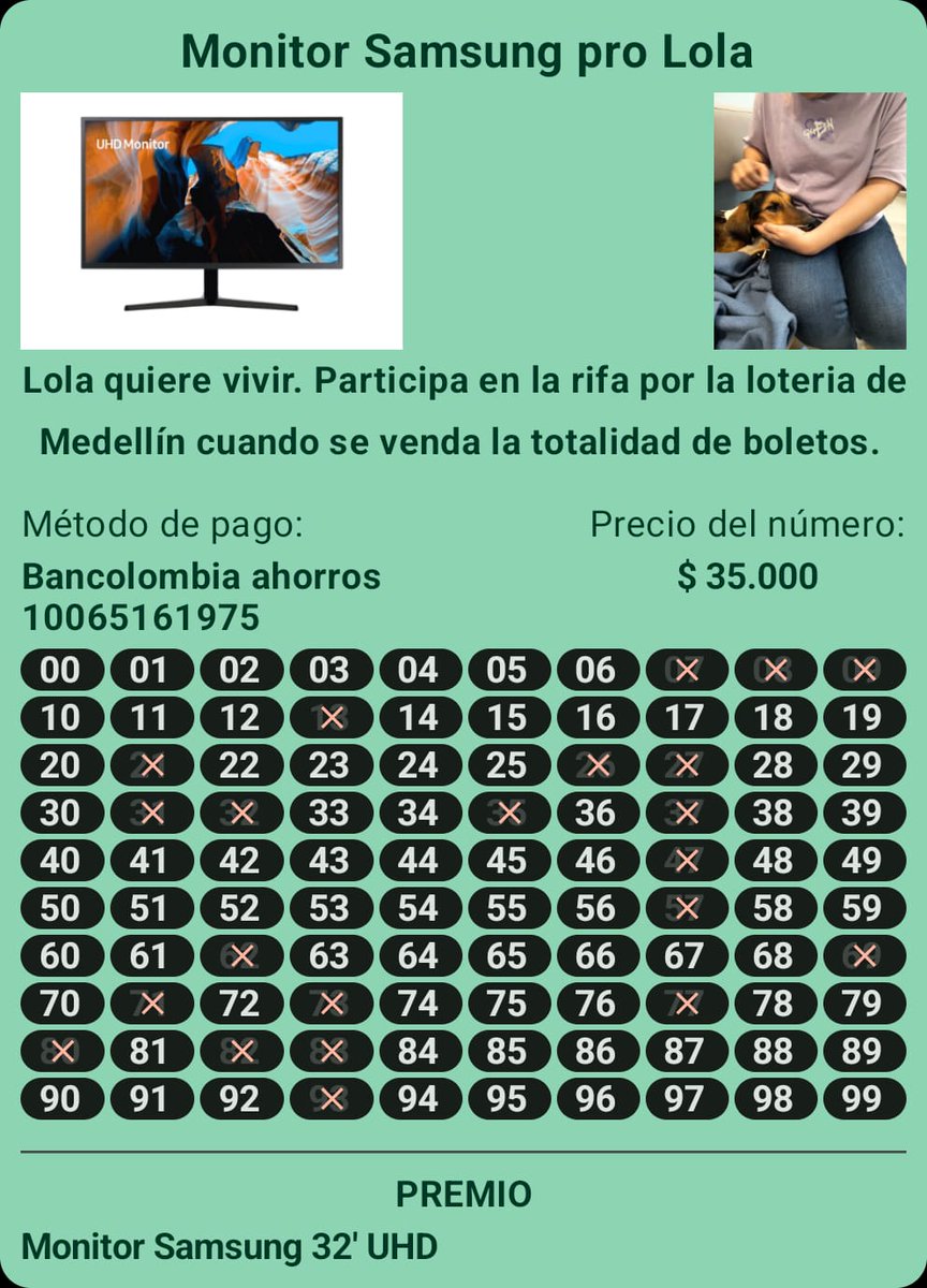 Estamos rifando este monitor para ayudar a cubrir gastos de la hospitalización y tratamiento de Lola, perrita atropellada en Sonsón.
#LolaSonsoneña