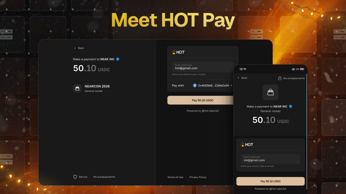 🔥 Meet HOT Pay - our first B2B product based on HOT Bridge and <a href="/near_intents/">NEAR Intents</a> 

HOT Pay allows you to accept crypto payments on your Website or in your Telegram Mini App. All you need to start is a crypto wallet!

Users can pay in TON, USDC, USDT, ETH, BNB, or 50+ other tokens