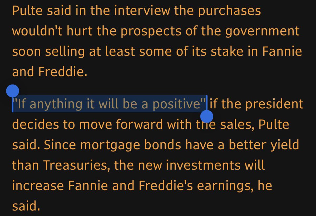 familymang1's tweet image. Nice reporting @joelight 

@pulte says Trump’s $200b MBS purchase plan is positive for GSEs IPO prospects and will increase earnings.

$fnma $fmcc