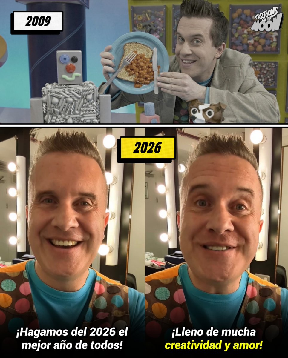 CartoonsOTMoon's tweet image. El icónico presentador de Mister Maker celebró el 2026 con un nuevo video para sus fans.  

A diferencia de otros ídolos de la infancia, él mantiene vivo al personaje en sus redes porque, como dice:  

💬 "Es el trabajo de mis sueños."