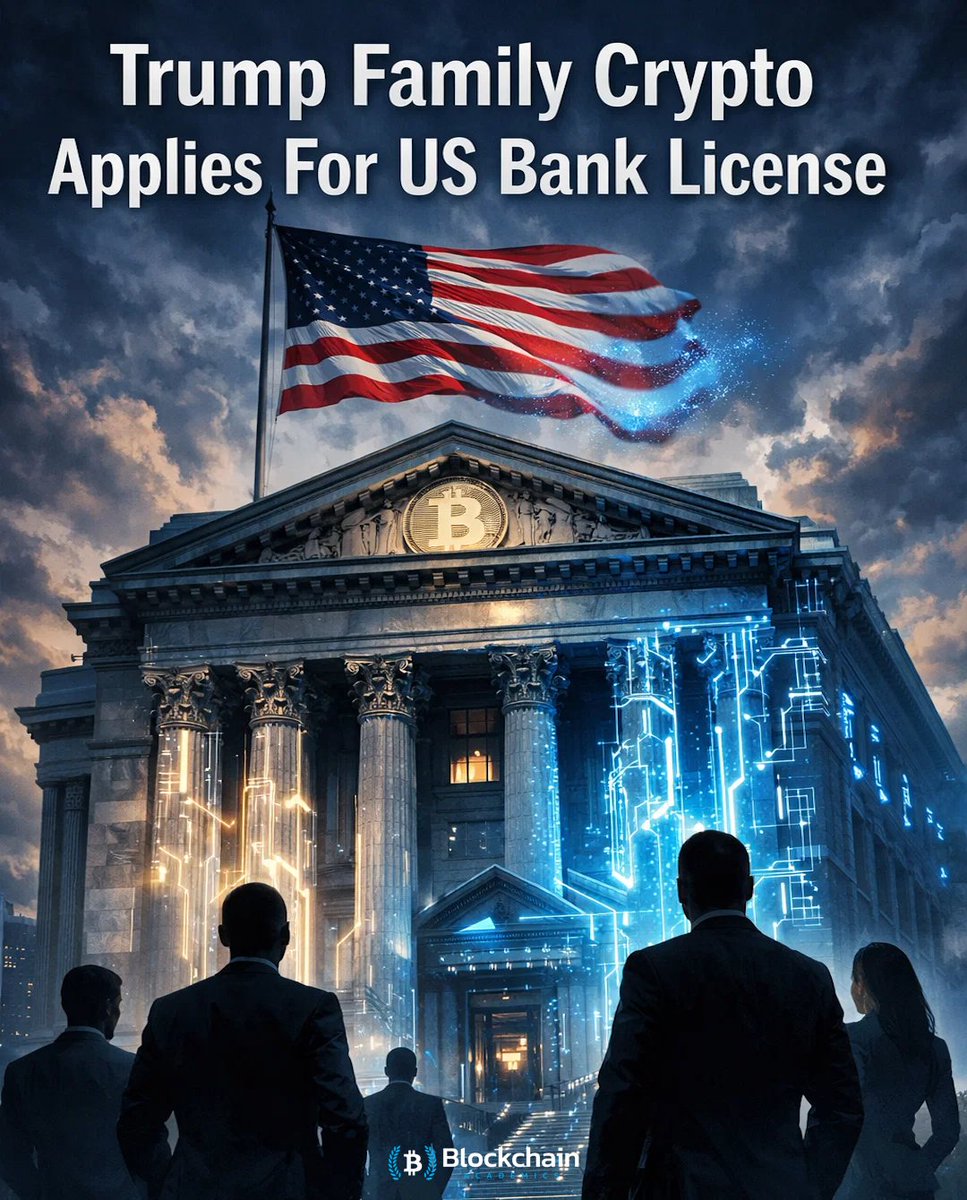 🏦 Trump Crypto Venture Applies For Bank License A Trump-linked crypto  company has applied for a U.S. banking license, signaling a push to merge  crypto services with traditional finance. #CryptoNews #Trump #Crypto #
