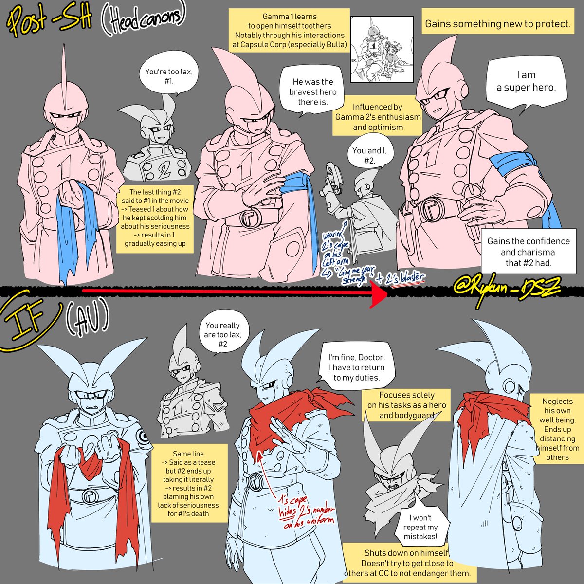 rydoodlz's tweet image. Trying to explore the AU + Post-SH 1 headcanons