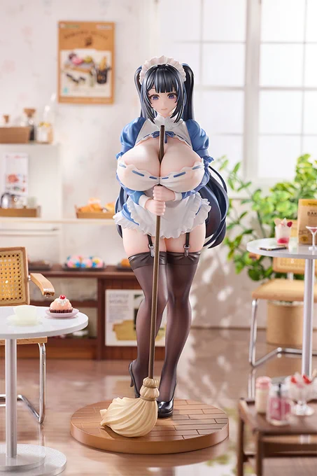 HOTVENUSxoekakizuki氏美少女フィギュア企画第4弾、「挟メイド 狭間める」が1/6スケールフィギュアで登場! 胸は差し替え可能となっており、通常時の「箒挟み胸」に加え2種類の差し替え胸パーツが付属!