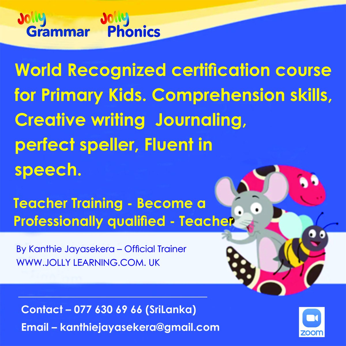 Jolly Phonics for Students and Teachers - Online Training Courses.
tinyurl.com/mwj2v44t
#lka #iContactLanka #SriLanka