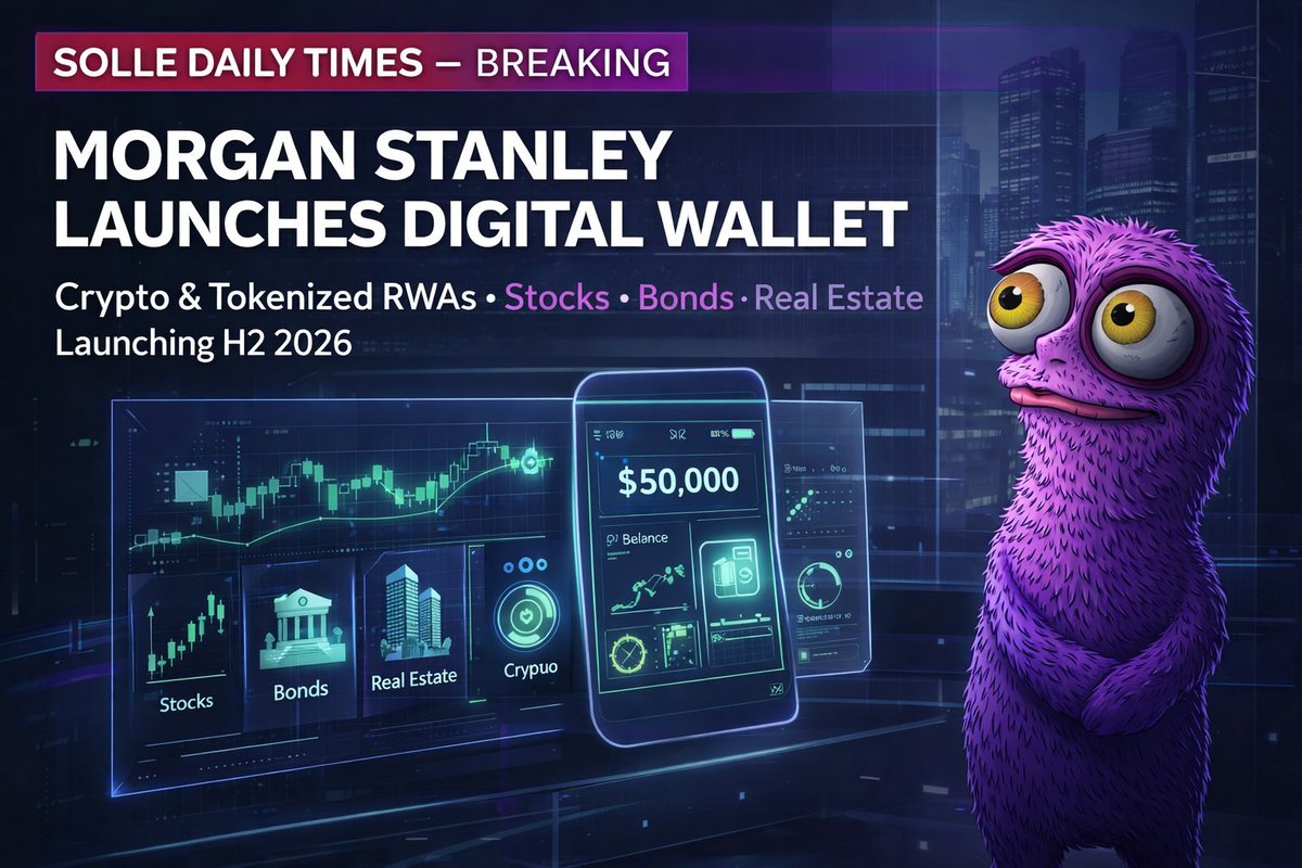 CoinMarketCap Morgan Stanley is stepping on-chain. A proprietary digital  wallet is set to launch in H2 2026, supporting crypto and tokenized  real-world assets — stocks, bonds, and real estate. Wall Street 🤝