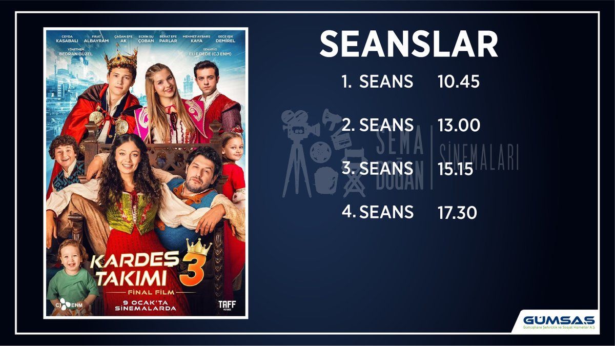 gumsas29's tweet photo. 📽️Bu hafta, Sema Doğan Sinemaları'nda sizleri bekliyor🍿
⏳9-15 Ocak
‼️ Avatar: Ateş ve Kül
‼️ Ketenpere: Dalavere
‼️ D.I.S.C.O.
‼️ Kardeş Takımı 3 https://t.co/B9K3QOxAVD