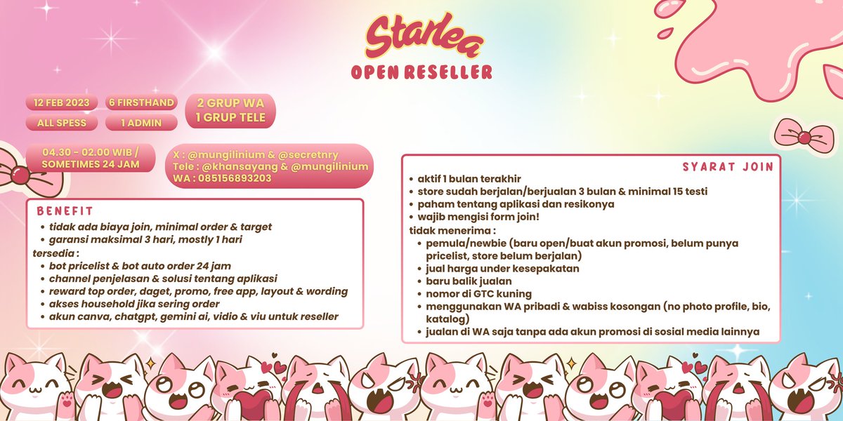 mungilinium's tweet image. hello Starlea lagi open reseller berbagai spess nih😍 ada grup di tele juga member udah 5k+ untuk kamu ba tele. yuu yang mau intip pl bisa dm akuu.  mensyen setelah dm yaa🤗🤍

#zonauang