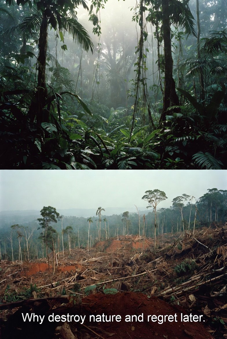 AbiluTangwa's tweet image. Deforestation isn't just land clearing. It's the dismantling of biodiversity, hydrological cycles, and carbon storage,all at once. That's Ecocide. Stand for the Amazon and Congo. #EnvironmentalSustainability