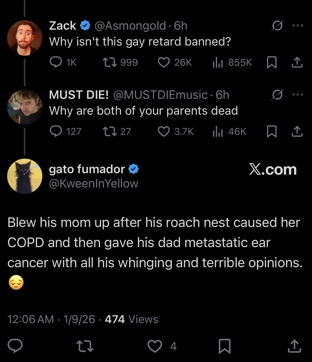 Saying shit like this after being doxxed is brave behavior <a href="/DevinWBrentMI/">Devin W Brent aka Gato Fumador Parody</a>. I hope nobody says this shit about your family if their names ever hit the obits. x.com/kweeninyellow/…