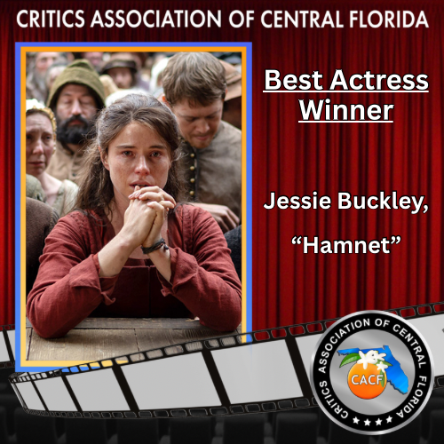 CACF_Critics's tweet image. Best Actress Winner: 
Jessie Buckley, Hamnet
@hamnetmovie @FocusFeatures #CACF2025