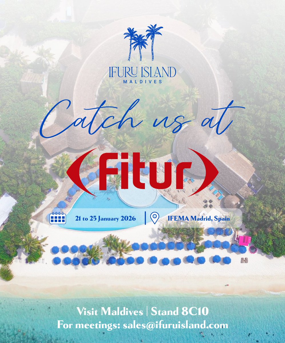 🎉 Ifuru Island Maldives is heading to FITUR 2026 and we can’t wait to share a touch of our island magic with you.
Let’s meet, collaborate, and showcase the true essence of Ifuru together.
The energy is high, and the magic awaits ✨

See you at FITUR!