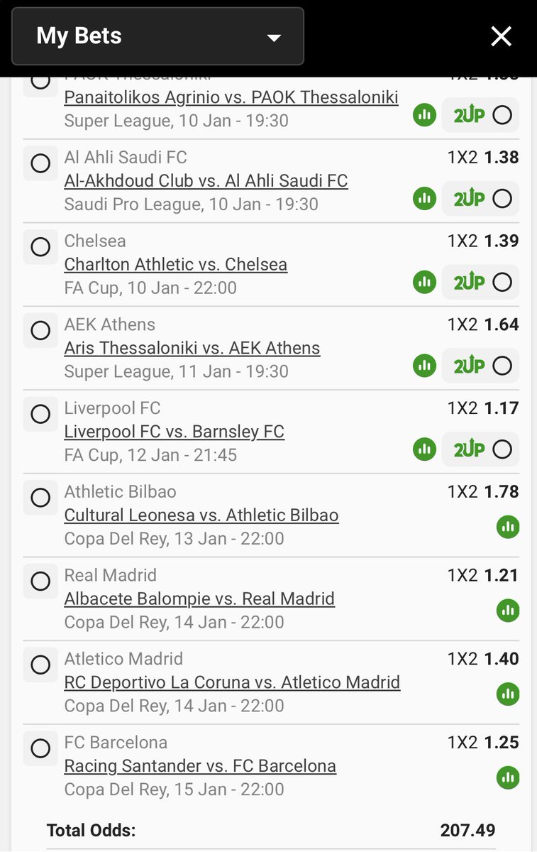 207odds. 
Strongest Teams Only. 
Betway Code BW30AE298F