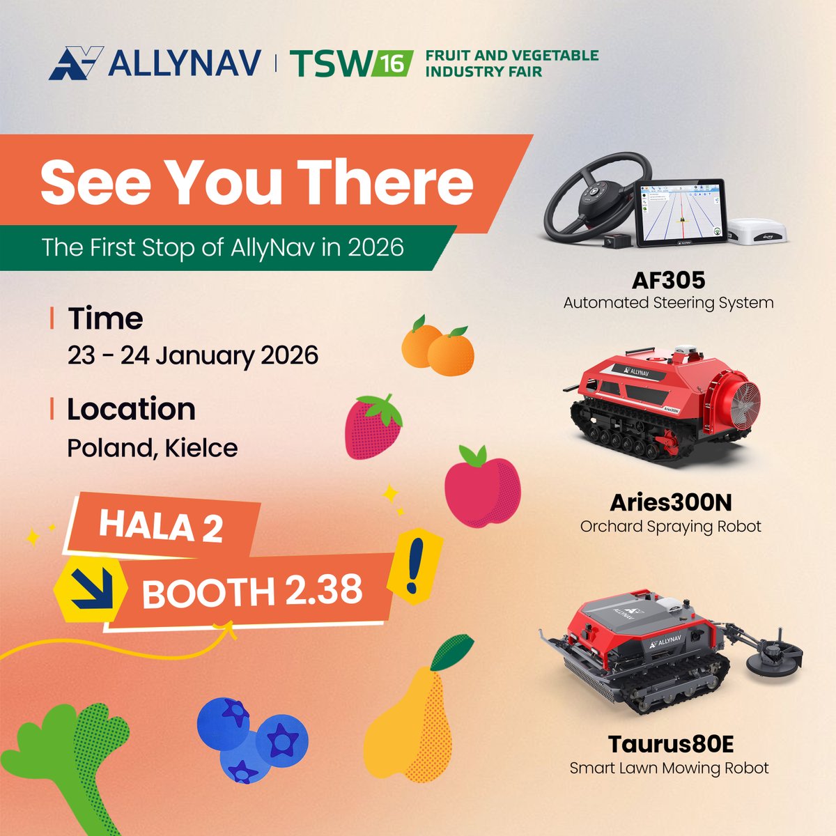 Our 2026 Global Journey Begins in Poland — See You at TSW 2026!

We’re excited to kick off AllyNav’s 2026 global tour at TSW 2026, the 16th Fruit and Vegetable Industry Fair in Kielce, Poland.