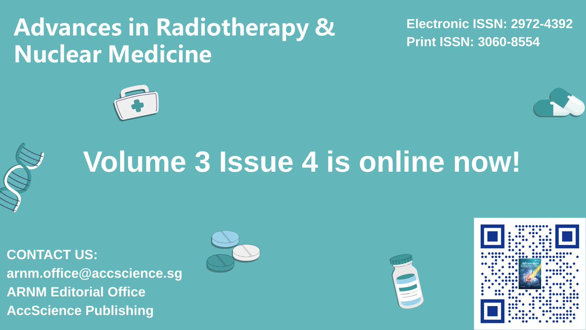 ARNM_ASP's tweet photo. 📑Volume 3 Issue 4 for the Advances in Radiotherapy &amp; Nuclear Medicine Journal is published now. 
🔗Link: https://t.co/9UCu4c7pe1
#Radiotherapy #NuclearMedicine #PETCT https://t.co/ExXL0oEfyO
