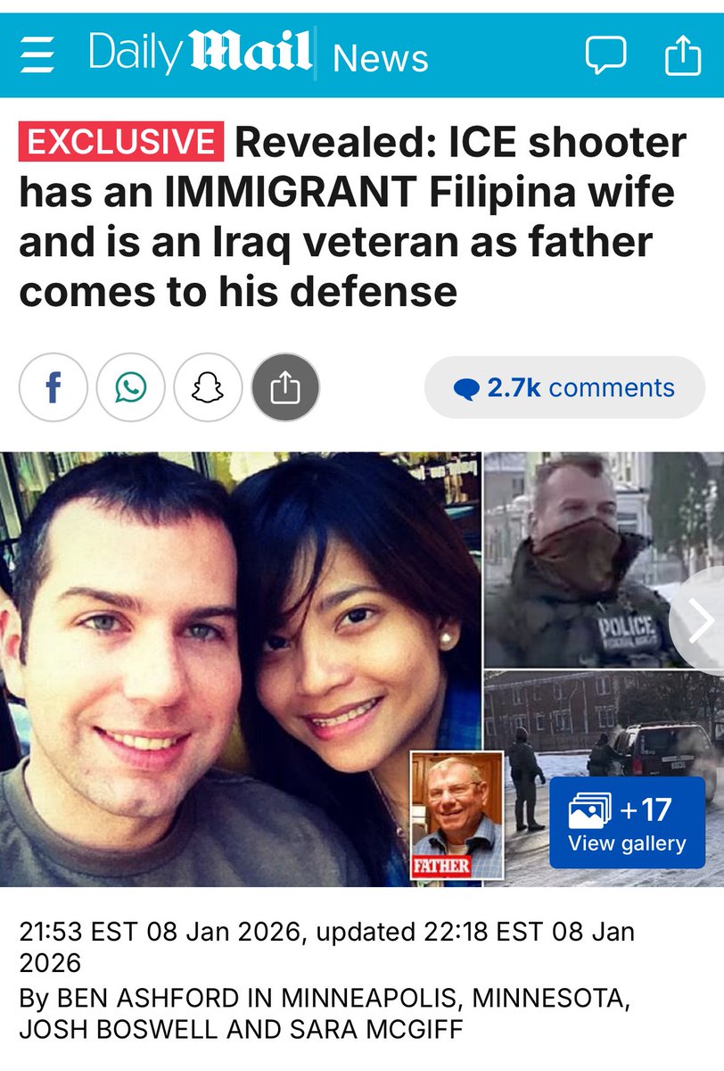 doomernat22's tweet image. BREAKING NEWS!!
Johnathan E Ross (ice agent who killed Renee Good) is a race mixer, married to a Filipino.