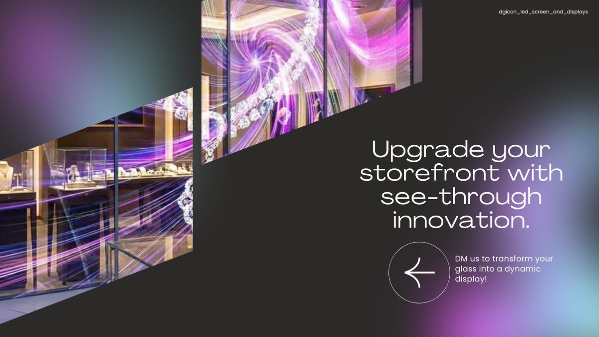 DgiconLED's tweet image. From clear glass to clear communication.
Let’s create an experience that captures eyes, not blocks them.
💬 Interested? Tag a business that needs this!
#transparentLEDscreendisplay #transparentleddisplay #transparentledscreen #trasnparentLEDWall