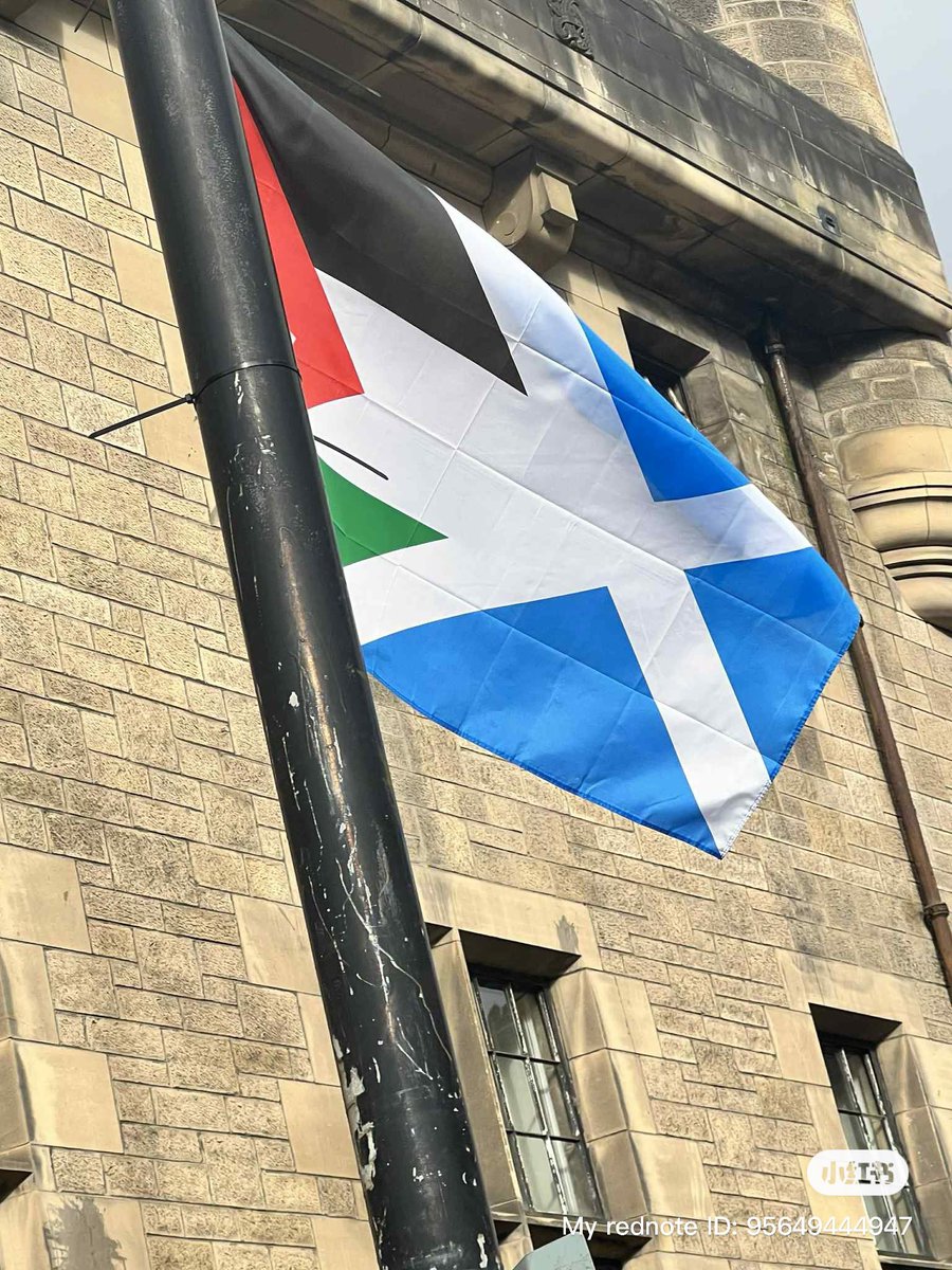 HughesKatiejane's tweet image. As Westminster continues to break both British and Int. Law over 🇮🇱, Scotland has brought injured Palestinians here for treatment, and their students given places at our universities.
Westminster stands with 🇮🇱, Scotland’s devolved Gov stands with 🇵🇸.
These flags were put up…