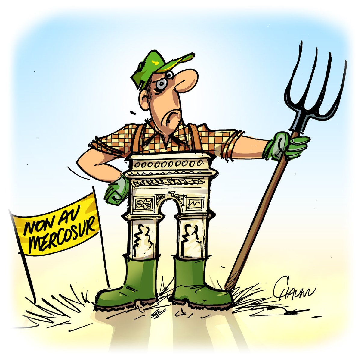 ✏️ dessin du jour pour <a href="/_lunion/">L'union</a> les agriculteurs de la Coordination rurale à Paris pour manifester #agriculture #paris #actu