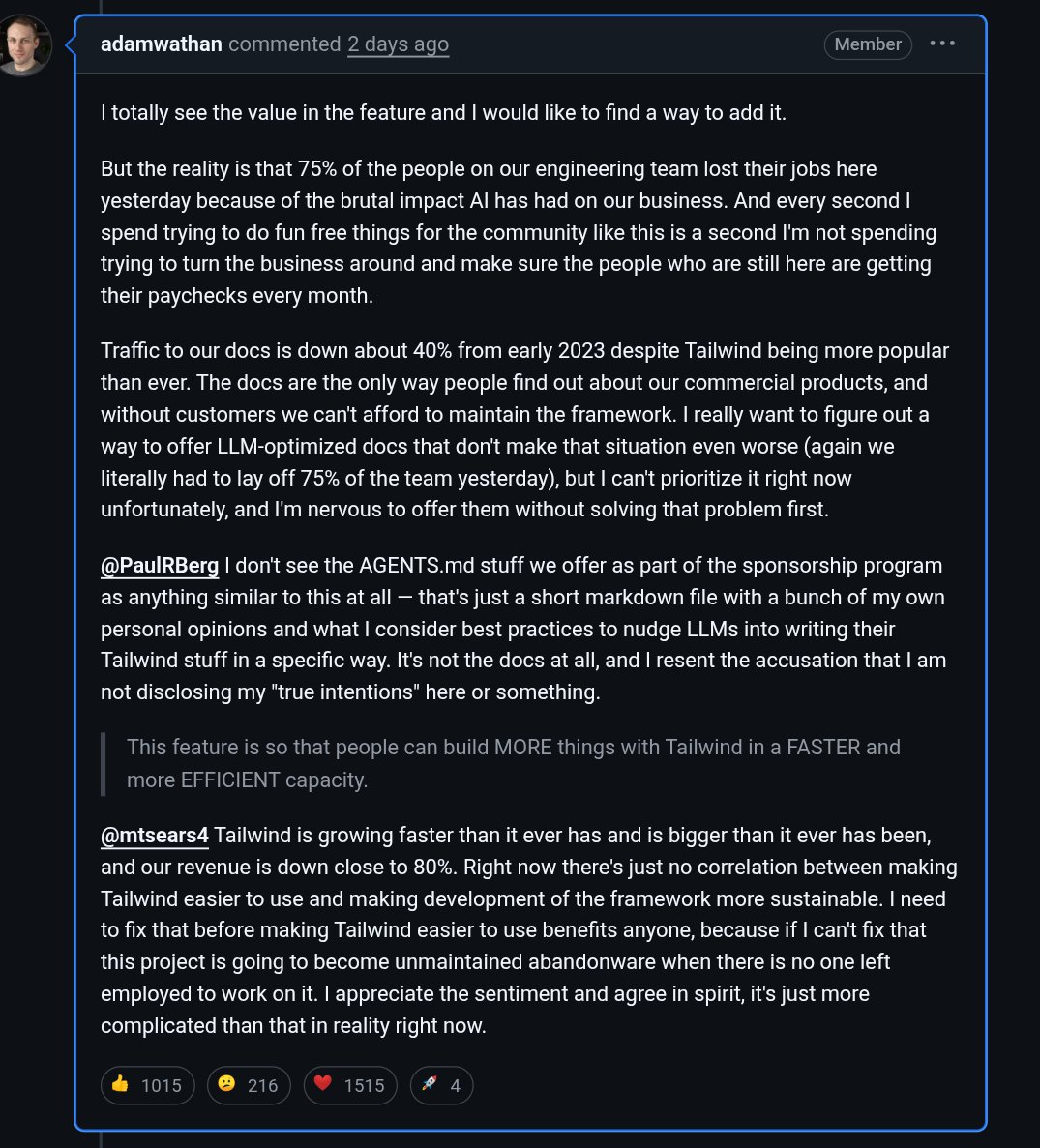 Tailwind traffic comment