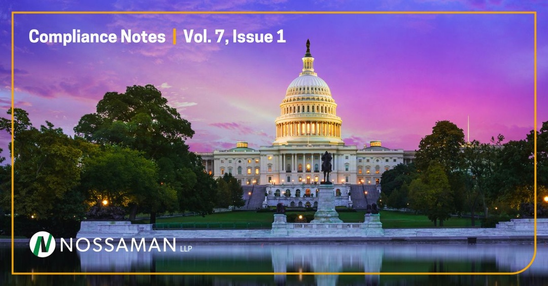 FredDombo's tweet photo. In the first issue of #ComplianceNotes for 2026, Nossaman’s Government Relations &amp; Regulation Group reports on the latest headlines involving #CampaignFinance, #Lobbying compliance and #Government ethics. https://t.co/YQHBhRY3By https://t.co/9H74WrAofp