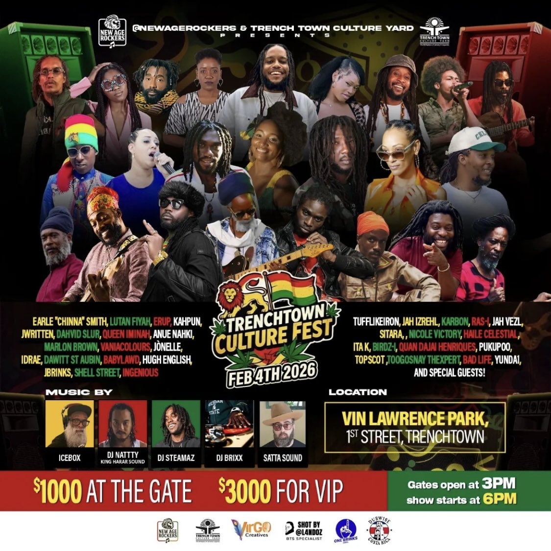 2026ジャマイカレゲエマンツ🇯🇲
イベント盛りだくさんで
今年は俺もガンガンレコード回しに行く！
2月4日はボブマーレーの家Trench town 
のカルチャーフェス
カルチャーヤードの向かいの空き地で開催
チケット欲しい人はメッセージください！