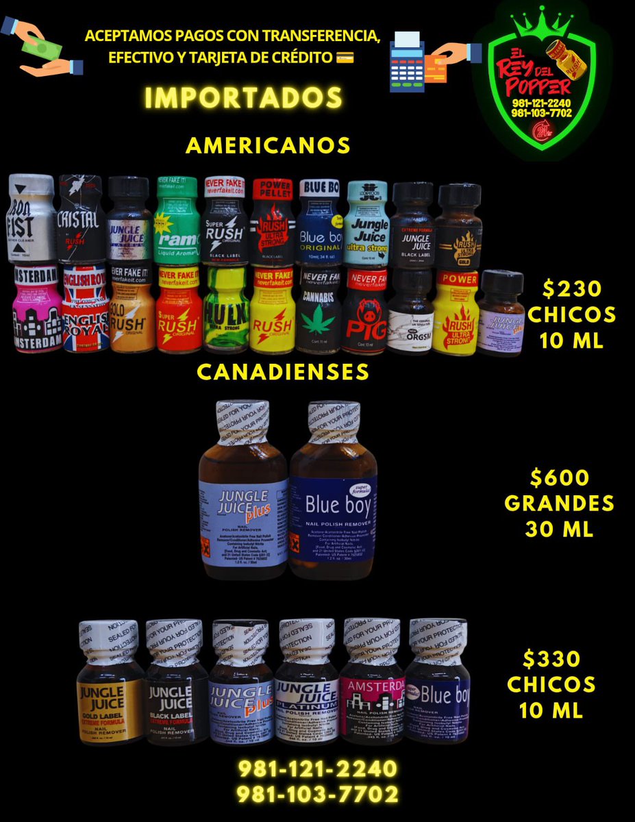 leexsanchez_'s tweet photo. @PoppersCampech_

Los mejores #PoppersCampeche 🥴

Venta de Poppers Campeche pedidos al 981 121 2240, 981 103 7702 servicio discreto y confiable 

#CampechePoppers https://t.co/T1r3w8d5qS