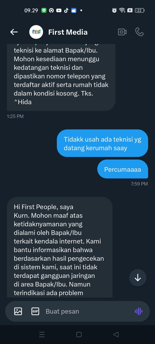 choputrii's tweet photo. Tolongggg klo di Dm tuh dibacaaa @FirstMediaCares  udahh di bilang gak usah ada teknisi yg dtg malahhh di makin di jadwalinn ,,, kaliaaan gimnaa sihhh https://t.co/lgxluejy6o