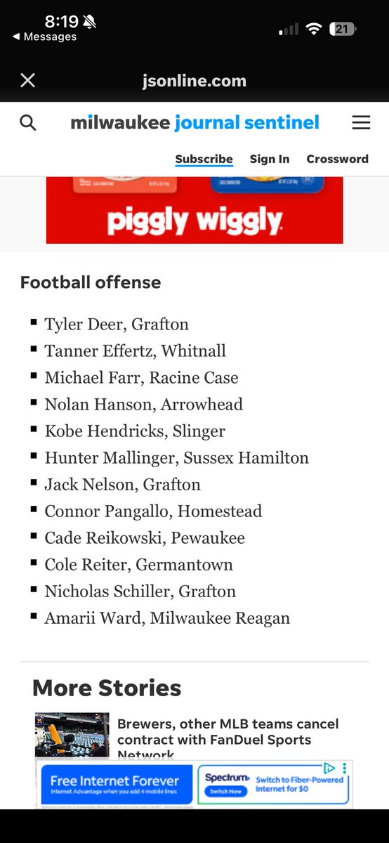 Honored to be named a 2025-2026 Milwaukee High School Sports Awards nominee.  Congrats to my @arrowheadFB teammates <a href="/brendanfoley07/">Brendan Foley</a> and <a href="/CameronDeBoer26/">Cameron De Boer</a> for their nomination as well. <a href="/CoachHarris28/">Matthew Harris</a> <a href="/KyyBurlingame/">Kyle Burlingame</a> <a href="/MJ_NFLDraft/">Mark Johnson</a> <a href="/PrepRedzoneWI/">Prep Redzone Wisconsin</a> <a href="/BenjiKamrath/">Benji Kamrath</a> <a href="/AllenTrieu/">Allen Trieu</a>