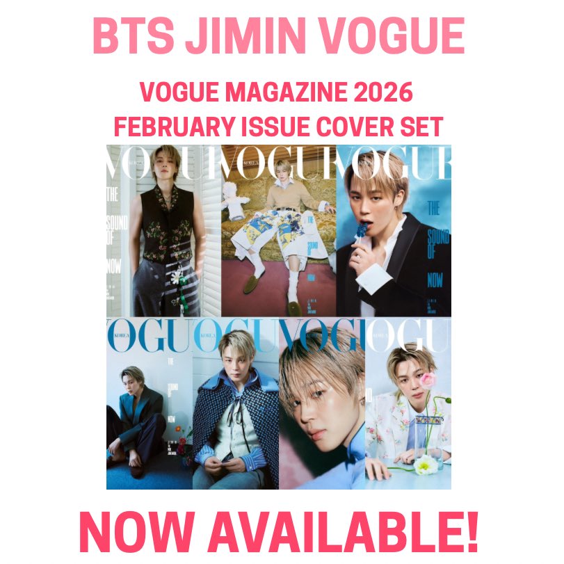 💗 Jimin is SERVING in VOGUE 💗

BTS Jimin VOGUE Magazine (February 2026 Issue Cover Set/singles) is now available at COKODIVE! 🛍️

Get JIMIN! 👇🏼 
🔗 bit.ly/4ssU6Jj