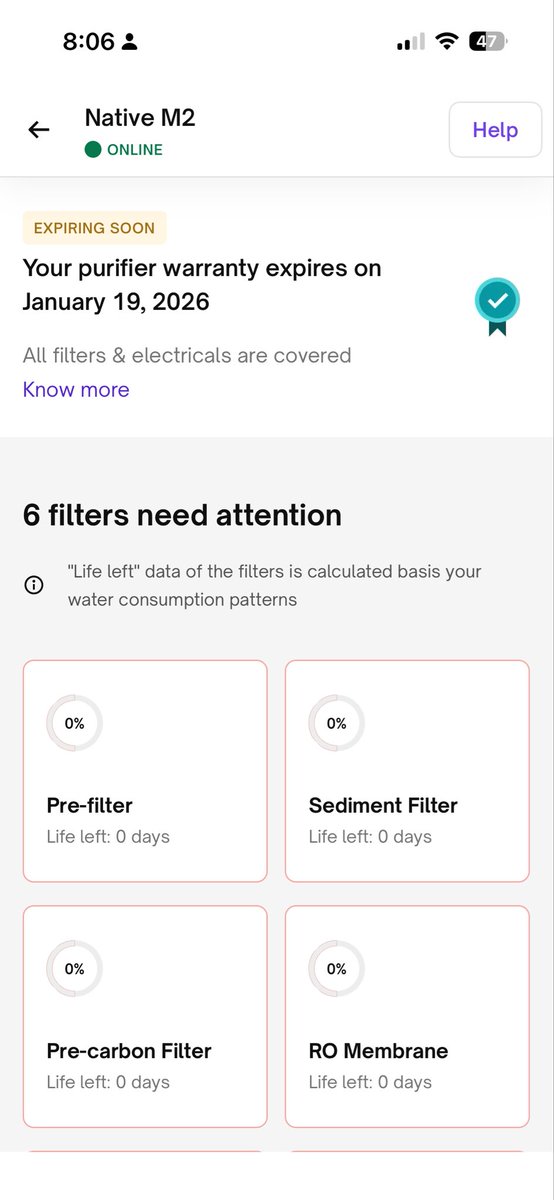 shaw_manmohan's tweet photo. @urbancompany_UC Why am i at the mercy of your customer support for getting filters changed for Native M2 while it is still under the 2 AMC warranty.
It has been 3 days, just got one call asking to pay for new filter without explanation. Now next call will happen after 24hrs. https://t.co/M0IZEnFrMp
