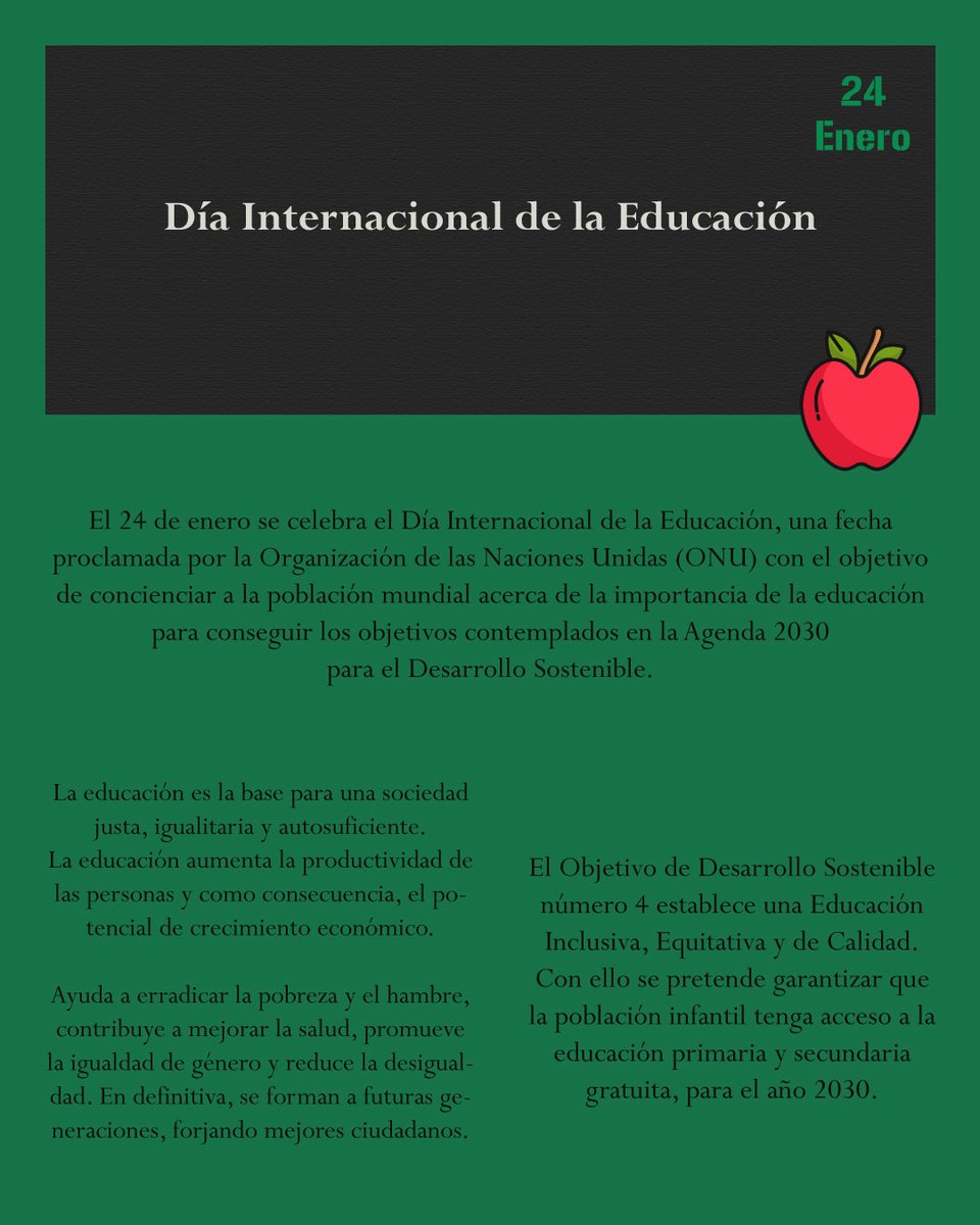 Web14Designs's tweet photo. Este día destaca la educación como herramienta clave frente a desafíos globales como el cambio climático, la desigualdad y los conflictos, y subraya su papel en la erradicación de la pobreza, el crecimiento económico, la igualdad de género, la promoción de La Paz,. https://t.co/U4sNv74Qpn