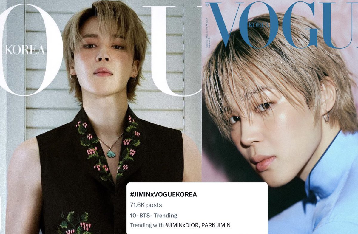 🇺🇸 Jimin is currently trending in the United States with over 70K posts following the preview of VOGUE Korea’s February edition! 

#JIMINxDIOR 
#JIMINxVOGUEKOREA