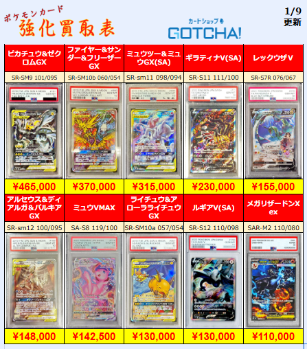 1/9更新 ⚡🔥【PSA強化買取表④】🔥⚡ 💥【PSA10】ピカチュウ&ゼクロム