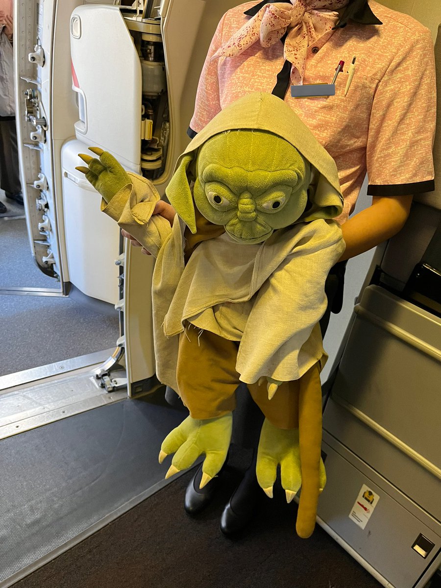 DarthStapes's tweet image. ということで、名残惜しいですがフライトは終了し、ヨーダに見送られながら
飛行機を後にしました。

なかなか巡り合わせがなく、ようやく最終日にして搭乗が叶って本当に嬉しかったし、楽しいフライトでした！
ANAスタッフの皆様、ありがとうございました！

#ANA #スターウォーズジェット #C3PO