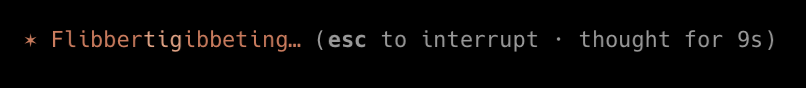 henryxcastro's tweet photo. probably my favorite claude code thinking word so far https://t.co/SlqipCMayt