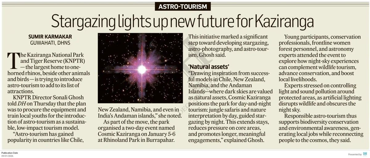 Stargazing lights up new future for #kaziranga, #assam. <a href="/DeccanHerald/">Deccan Herald</a> <a href="/himantabiswa/">Himanta Biswa Sarma</a> <a href="/kaziranga_/">Kaziranga National Park & Tiger Reserve</a>