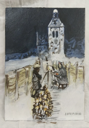 NJanagill's tweet photo. #AdolfHitler painting the church at #Messines
>Beautiful signed rare painting
>a British artist who has exhibited at the Royal Academy, London!
#ww1 #Somme #ypres #Christmastruce #snow #winter #art #artist #rare #landscape #barbedwire #Christmastree https://t.co/Ajhdon4beK https://t.co/IThJqpHsjD