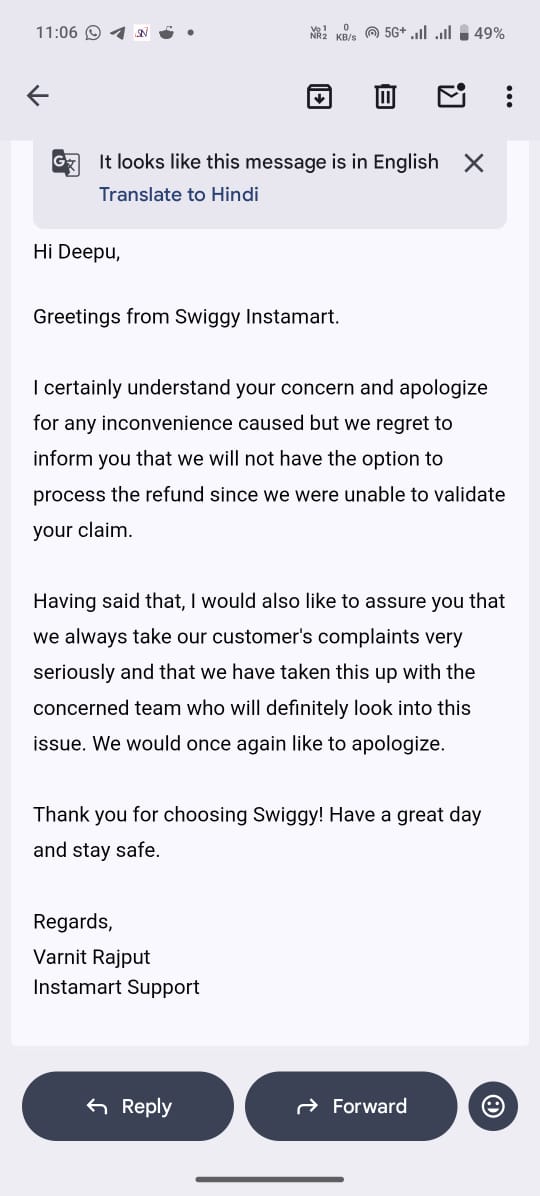 pankajgarg233's tweet photo. @Swiggy @SwiggyCares
₹83,000 added via valid gift vouchers is blocked after my account was suspended.
Prepaid wallet money cannot be retained without proof or investigation.
Consumer Helpline complaint filed.
Request immediate resolution. https://t.co/APtGJ3WzP0