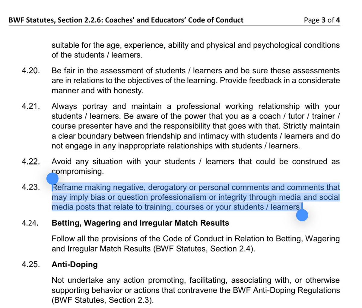 Hmm 🤔  he is a coach?

He needed to learn back BWF Code of Conduct.