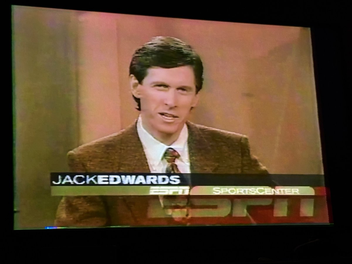 SimScottNeau's tweet image. Falling asleep to an episode of Sports Center from 1996. @RealJackEdwards holding down the desk solo.
