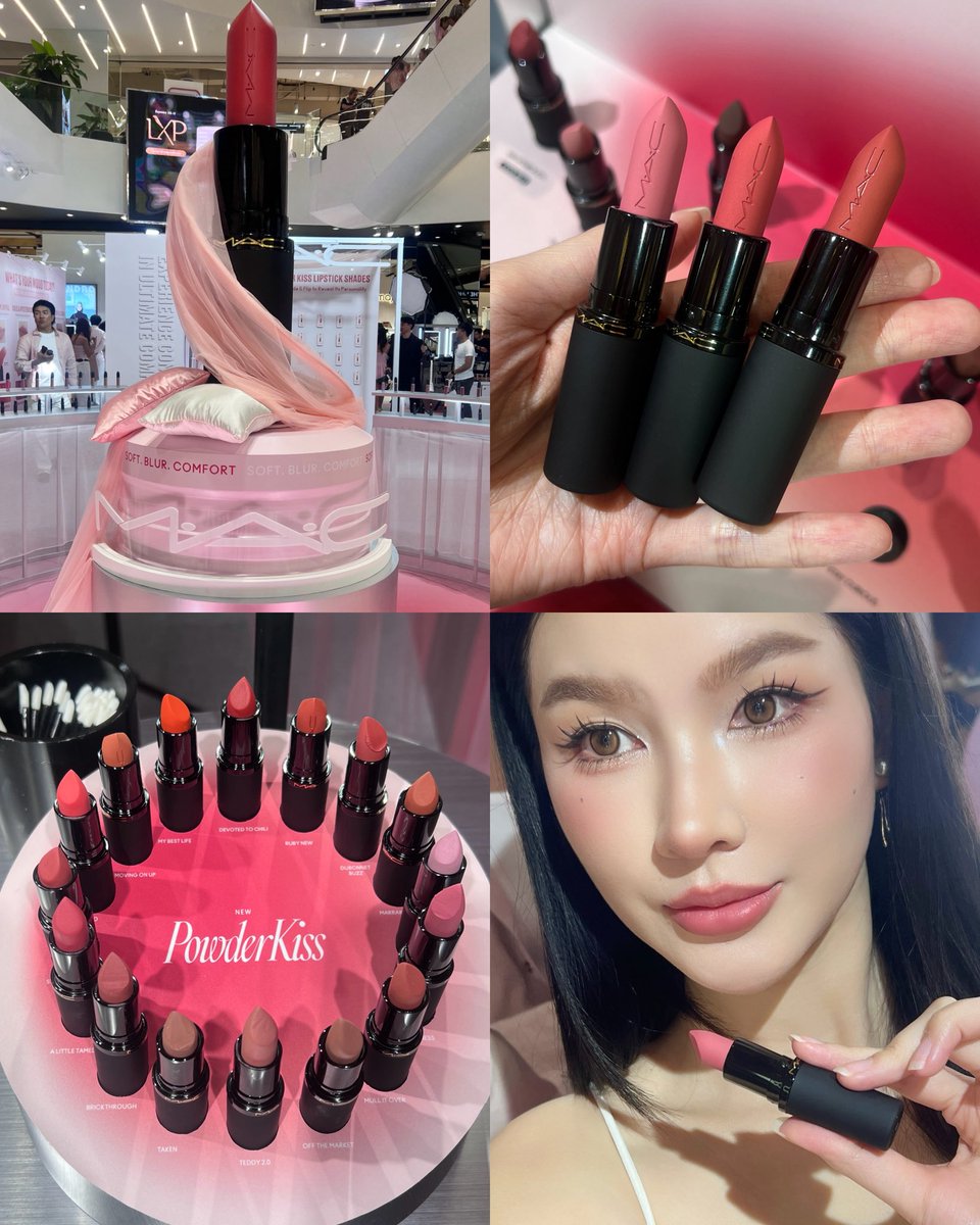 เท๊อออแมคเขาเปิดตัวลิปแมตต์รุ่น Powderkiss ที่ปรับแพคเกจใหม่ ปรับสูตรใหม่เนื้อนุ่มลื่นฟุ้งละมุนกว่าเดิมไปลองทามาแล้วเนื้อลื่นนุ่มขึ้นมาก มีให้เลือกตั้ง 24 เฉด ครบทุกโทนเลย